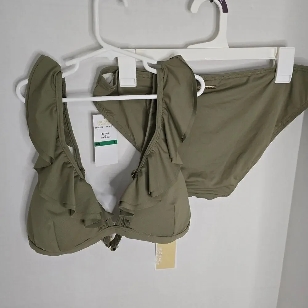 Michael Kors Safari Green bikini set NWT size Large